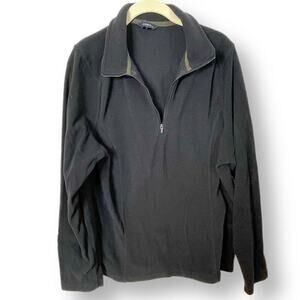 Lands' End half zip popover fleece L black ladies Polartec